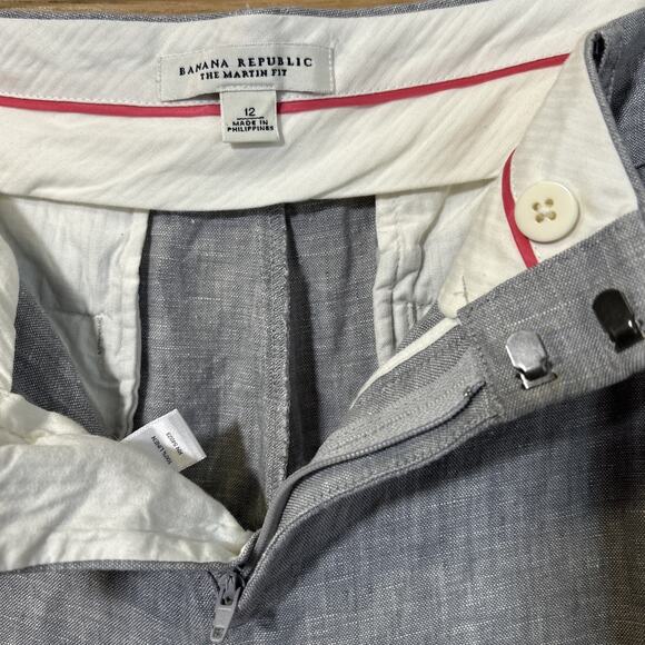 Banana Republic Women’s Sz 12 The Martin Fit 100% Linen Pants Blue Gray - Picture 3 of 5